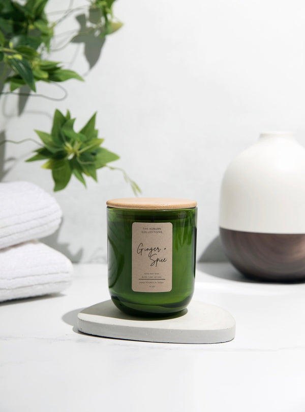 GINGER & SPICE GREEN TUMBLER SOY CANDLE