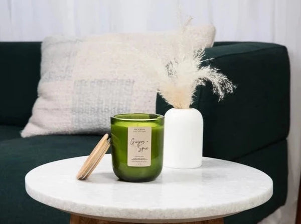 GINGER & SPICE GREEN TUMBLER SOY CANDLE